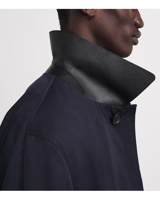Brioni Blue Leather-Trim Reversible Jacket for men