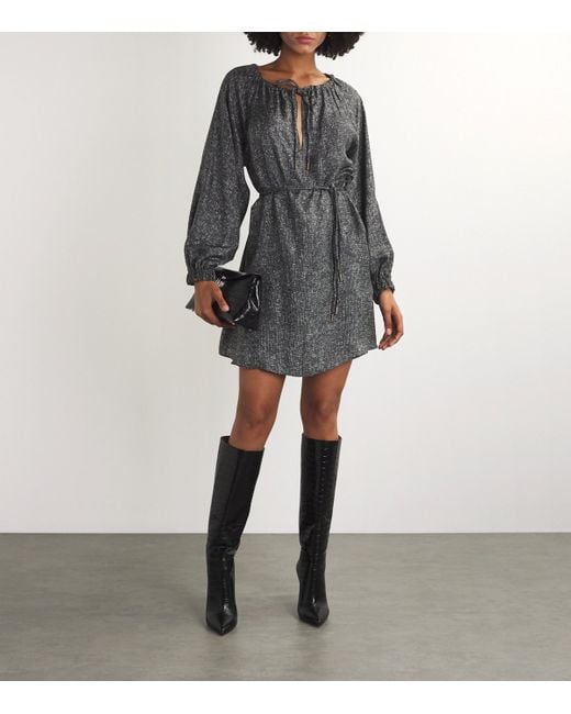 Max Mara Gray Silk Belted Dress