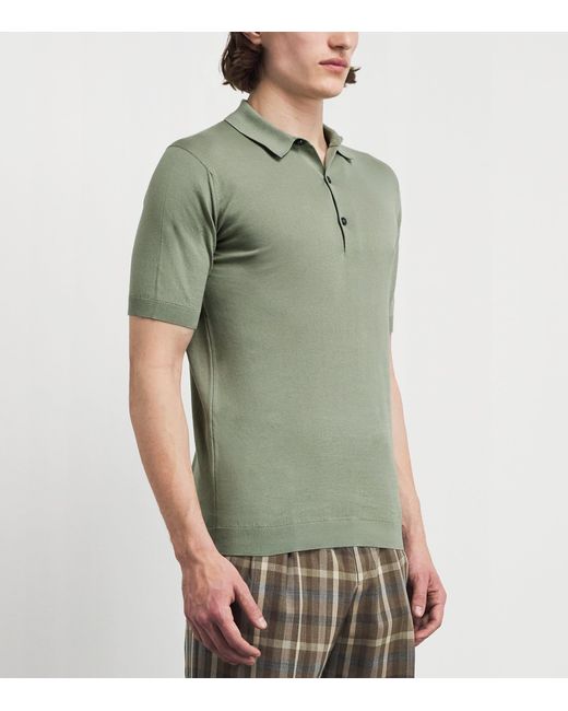 John Smedley Green Sea Island Cotton Adrian Polo Shirt for men