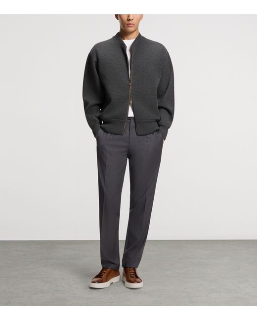 Boss Gray Wool-Blend Bomber Jacket for men