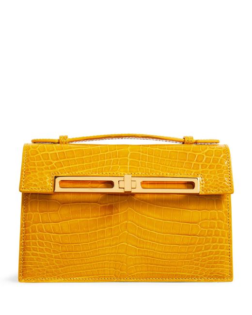 llora Yellow Mini Crocodile Emma Top-handle Bag