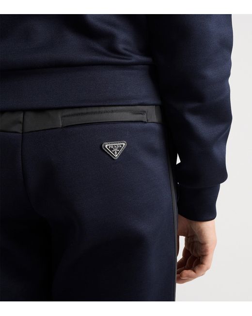 Prada Blue Cotton-Blend Re-Nylon Trousers for men