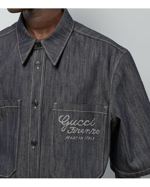 Gucci Black Firenze Denim Shirt