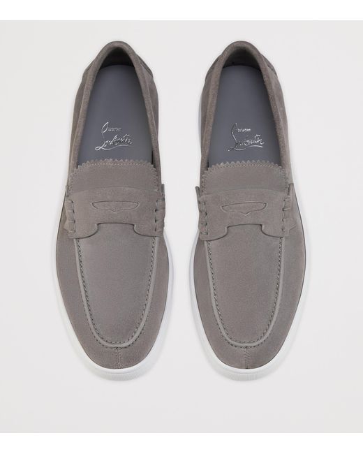 Christian Louboutin Gray The Harold I Suede Loafers