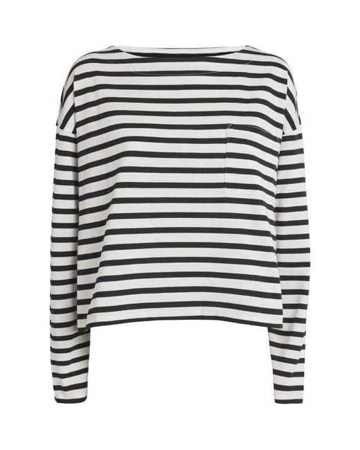 MAX&Co. White Long-Sleeve Striped T-Shirt