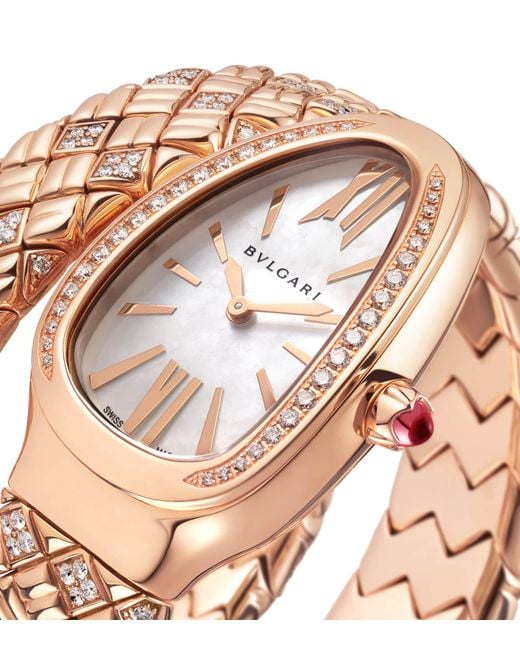 BVLGARI White Rose And Diamond Serpenti Spiga Watch