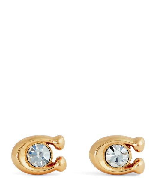 COACH Metallic Crystal C Stud Earrings