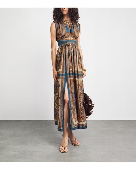 Zimmermann Brown Silk Mahon Printed Maxi Dress