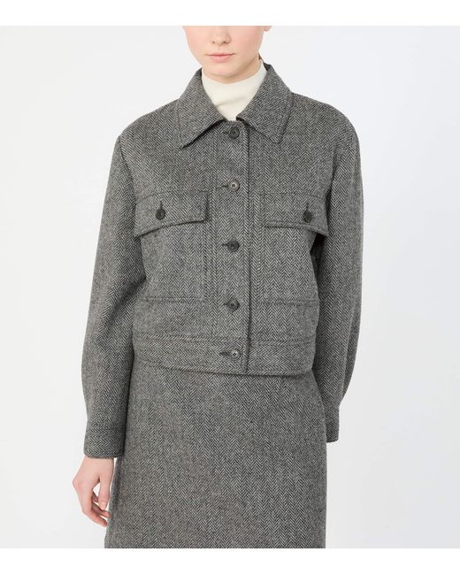 Weekend by Maxmara Gray Chevron Collared Jacket