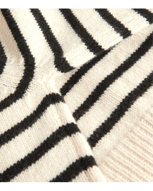 Khaite White Cashmere Striped Diletta Sweater