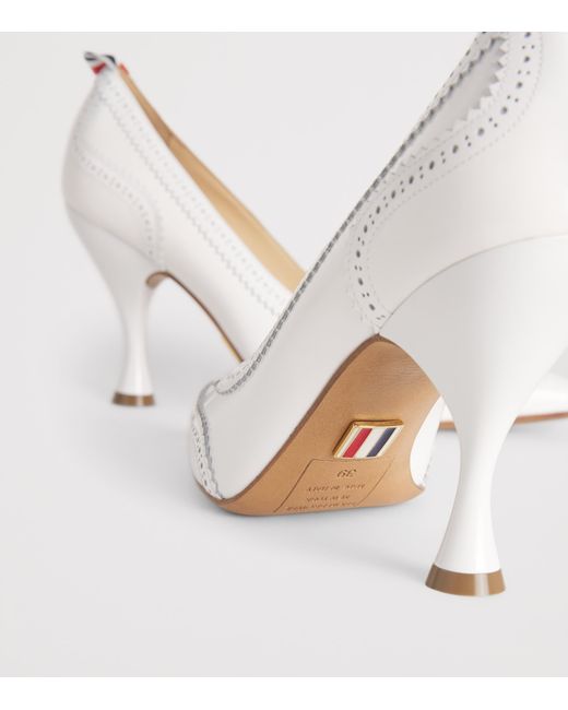 Thom Browne White Patent Leather Wingtip Pumps 90