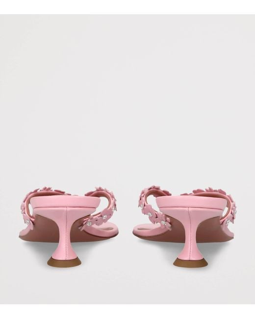 AMINA MUADDI Pink Leather Janis Heeled Sandals 45