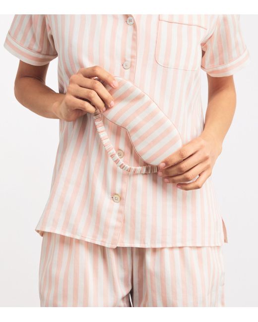 Harrods Pink Cotton Stripe Sleep Mask