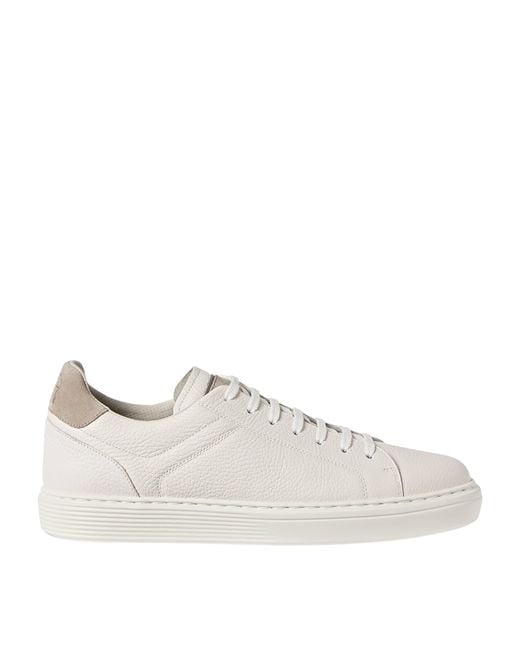 Brunello Cucinelli White Leather Lace-Up Sneakers for men