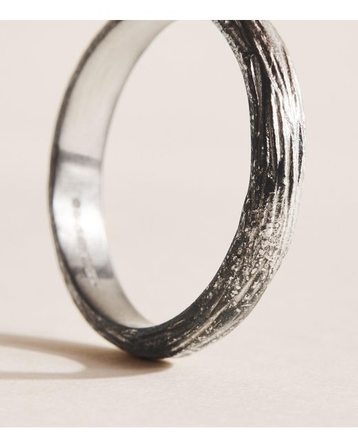 Bleue Burnham Natural Sterling Oak Band Ring for men
