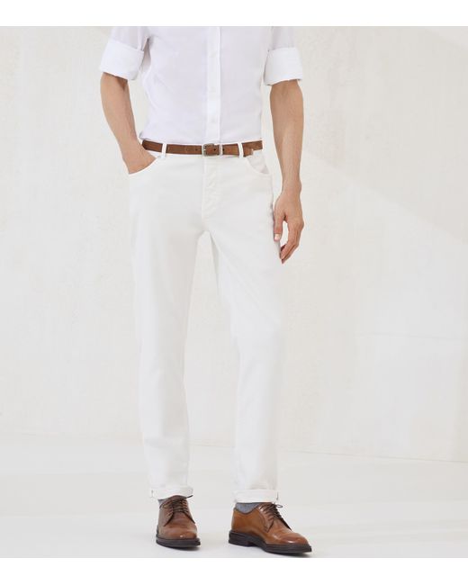 Brunello Cucinelli White Comfort Straight-Fit Jeans for men