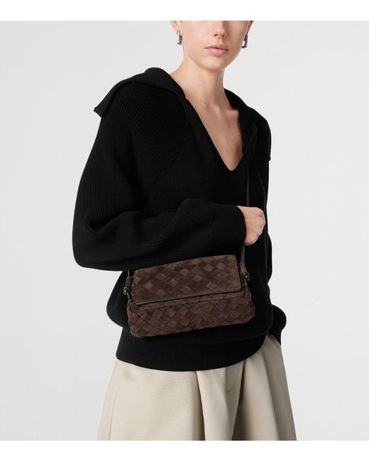 Bottega Veneta Brown Suede Intrecciato Notturno Pouch