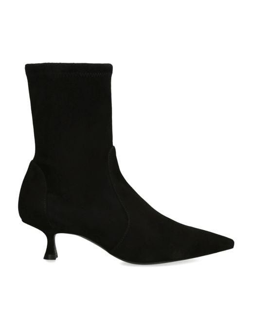 Stuart Weitzman Black Suede Naomi Ankle Boots 50