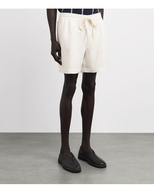 Commas White Linen Drawstring Shorts for men