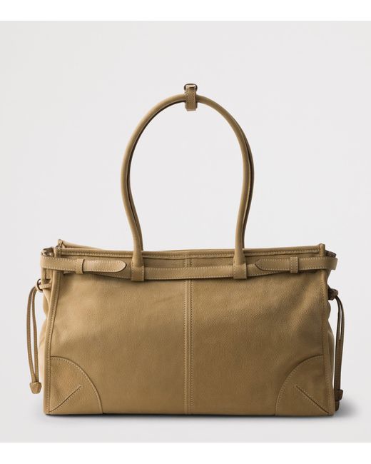 Prada Metallic Large Nubuck Leather Bonnie Top-Handle Bag