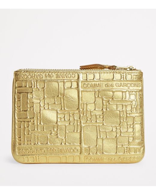 Comme des Garçons Metallic Leather Embossed Logo Zipped Pouch for men