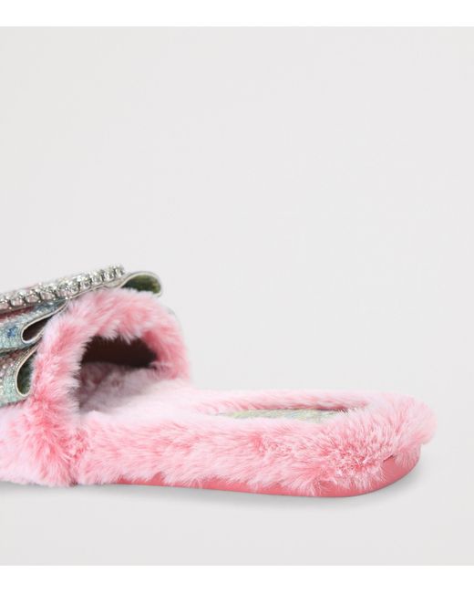 Kurt Geiger Pink Faux Fur Bow Sandals