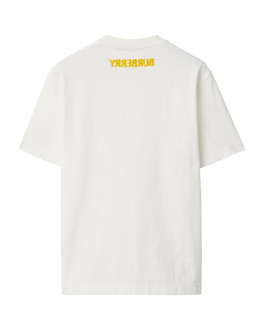 Burberry White Cotton Ekd Print T-shirt for men