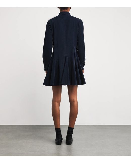 Polo Ralph Lauren Blue Cotton Corduroy Mini Shirt Dress