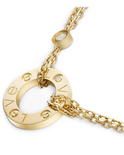 Cartier Metallic And Diamond Love Double Chain Necklace