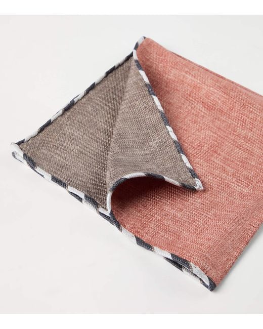 Brunello Cucinelli Brown Silk Pocket Square for men