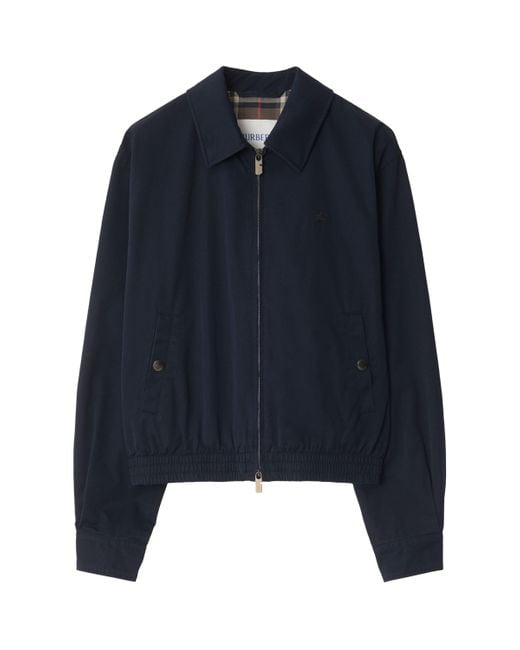 Burberry Blue Cotton Gabardine Harrington Jacket for men