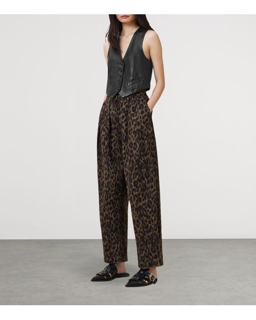 AllSaints Brown Leopard Print Jeans