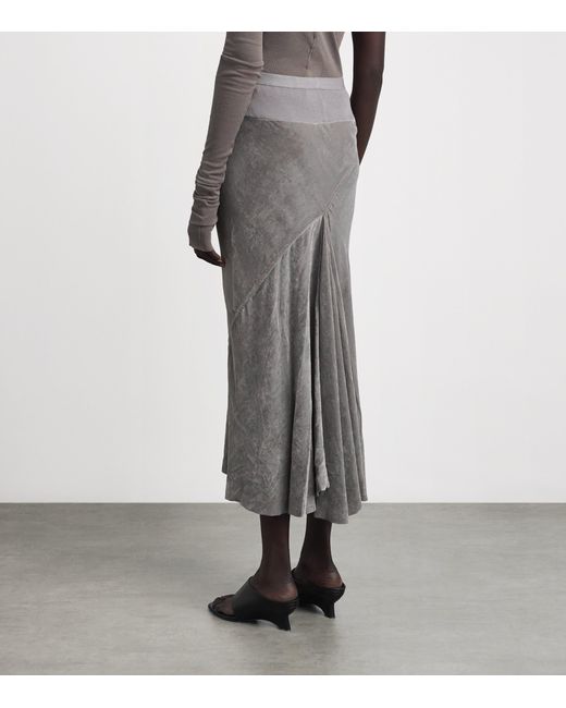 Rick Owens Gray Velvet Midi Slip Skirt