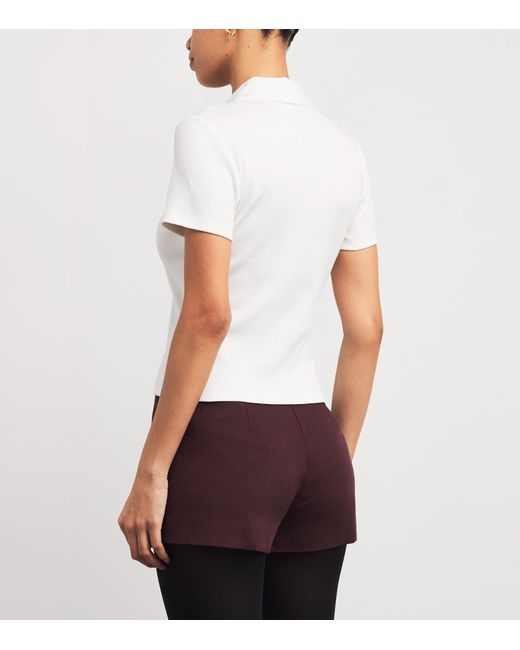 Veronica Beard White Stretch-Cotton Kearney Polo Shirt