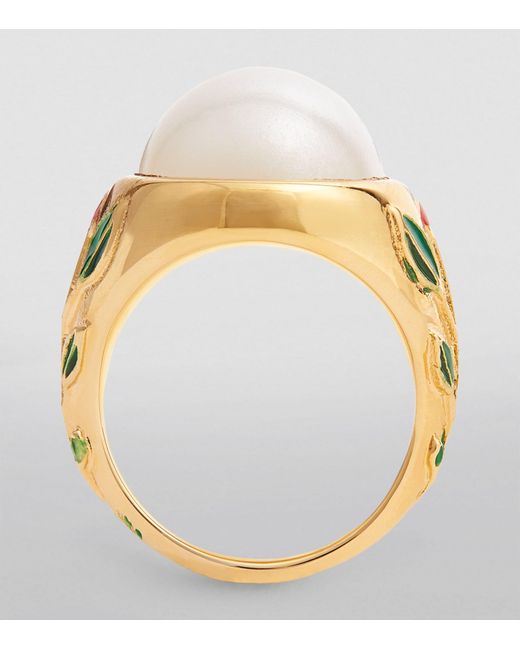 Casablancabrand Metallic Faux-pearl Signet Ring for men