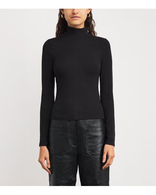 FRAME Black Modal Ribbed Rollneck Sweater