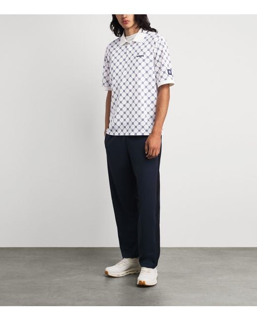 Manors White Piqué Monogram Goat Polo Shirt for men