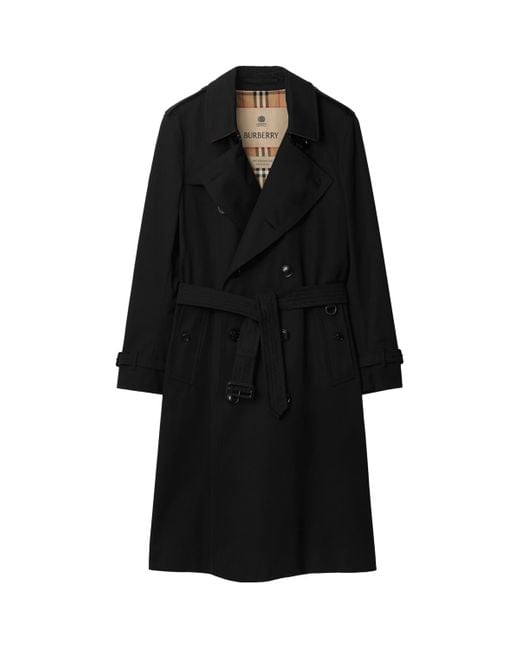 Burberry Black Long Kensington Heritage Trench Coat for men