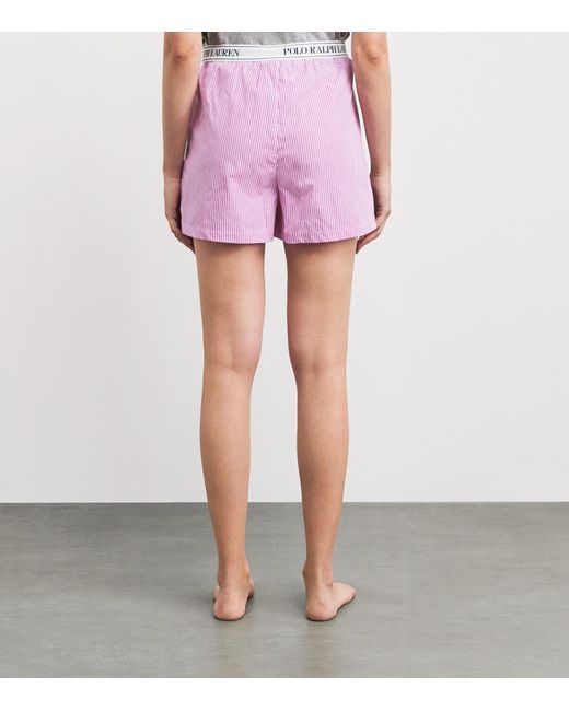 Polo Ralph Lauren Purple Cotton Stripe Logo Pyjama Shorts