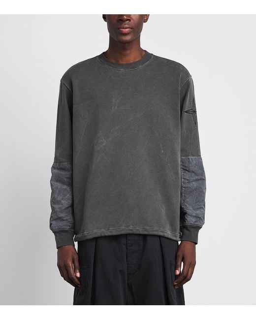 Stone Island Gray Cotton Dyed Vanisé Sweatshirt for men