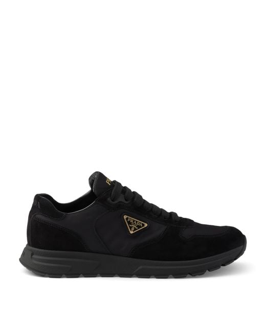 Prada Black Re-Nylon And Suede Prax 2.0 Low-Top Sneakers