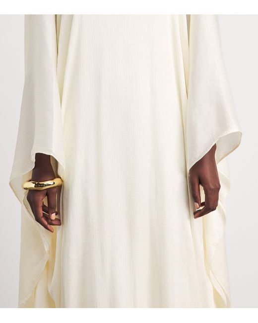 Abadia White Chiffon High-Neck Kaftan