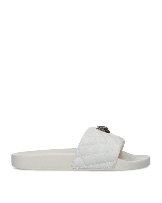 Kurt Geiger White Quilted Meena Eagle Slides