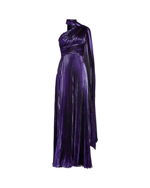 Zuhair Murad Purple One-shoulder Pleated Gown