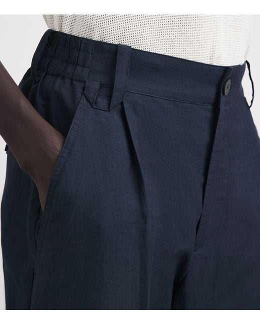 Jacquemus Blue Linen-Blend Pleated Croisière Trousers for men