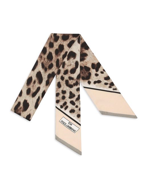 Dolce & Gabbana Metallic Kim Leopard Print Twill Headscarf