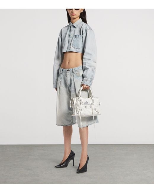 Balenciaga White Small Leather Embellished Le City Top-Handle Bag
