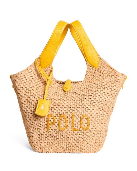 Polo Ralph Lauren Metallic Medium Raffia Polo Play Tote Bag