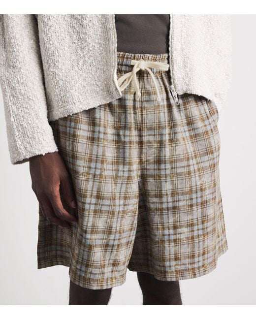 Picante Gray Cotton Bleached Check Rocco Shorts for men