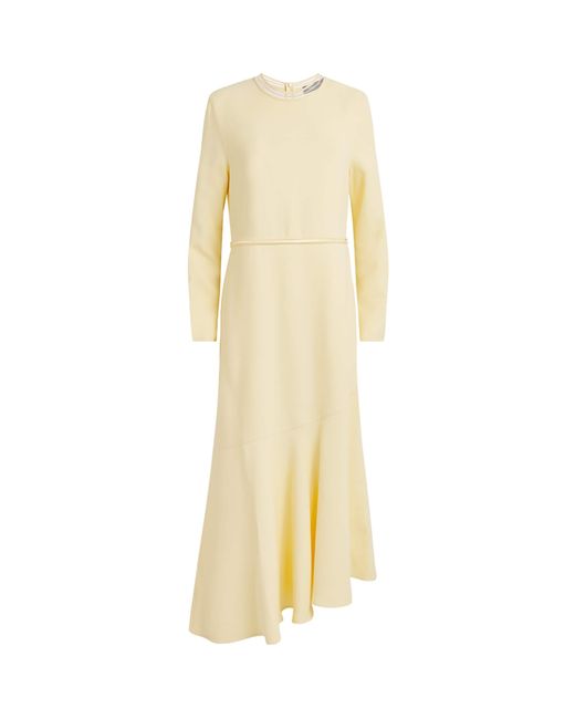 Fabiana Filippi Yellow Asymmetric Cady Midi Dress